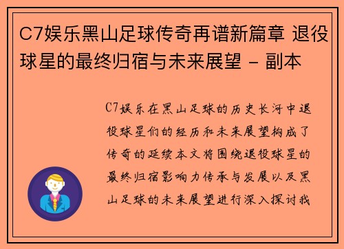 C7娱乐黑山足球传奇再谱新篇章 退役球星的最终归宿与未来展望 - 副本