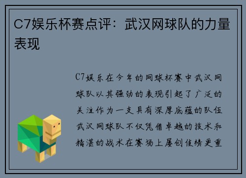 C7娱乐杯赛点评：武汉网球队的力量表现